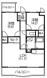 メディオ初生壱番館 2LDKの間取図画像