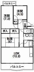 ベルクール 3LDKの間取図画像