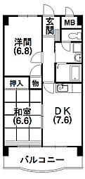 クレールトヨダ 2DKの間取図画像