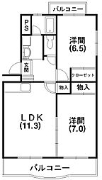 プラセール 2LDKの間取図画像