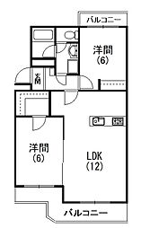 クランツハイム 2LDKの間取図画像
