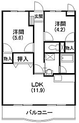 グランシャリオ 2LDKの間取図画像