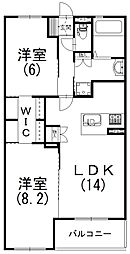 プレリエ四ツ池 2LDKの間取図画像