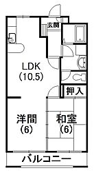 トップメゾンれい 1LDKの間取図画像