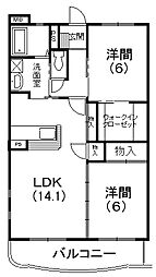 シャン・ド・フルール 2LDKの間取図画像