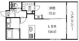D.P.パークヒルズ 1LDKの間取図画像