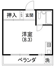 カレッジハイツ ワンルームの間取図画像