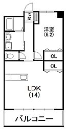 グレース名倉 1LDKの間取図画像