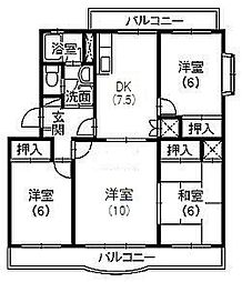 クレールいわた 4DKの間取図画像