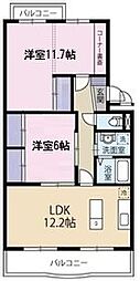 コーポラス三鈴 2LDKの間取図画像