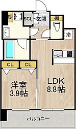 プレジオ弁天町ASIAN 1LDKの間取図画像