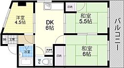 レバンガ湯里アパートメント 3DKの間取図画像