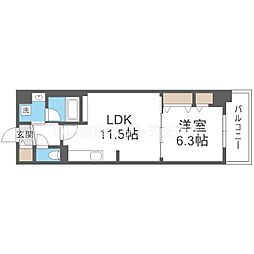 グランセジュール大国町 1LDKの間取図画像