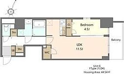 S-RESIDENCE阿波座bouncy 1LDKの間取図画像