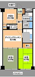 フジ・レジデンス 3DKの間取図画像