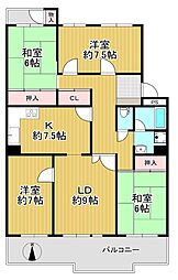 グリーンヒル光善寺住宅5号棟 4LDKの間取図画像
