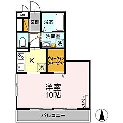 アルファタウン天王台A 1Kの間取図画像