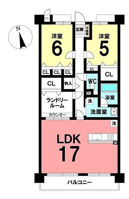 2LDK！ランドリールーム付き♪
