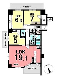 プレミスト加納栄町通 3LDKの間取図画像
