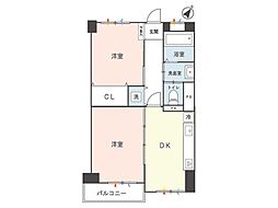 コープ竹の丸 2DKの間取図画像