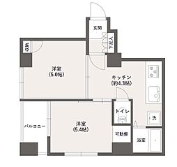 サンセーヌ横浜 2Kの間取図画像