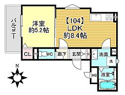 ラモーナ稲田本町 1LDKの間取図画像