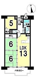スクエアかいづか壱番館 3LDKの間取図画像