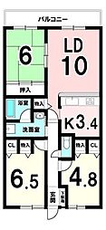 ユニライフ貝塚プラージュ 3LDKの間取図画像