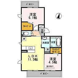 ガトーナふくだ2 2LDKの間取図画像