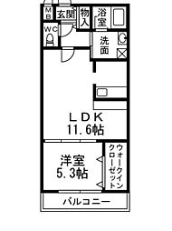 フジパレストゥインクル 1LDKの間取図画像
