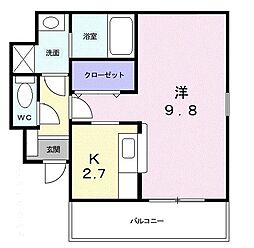 ソレアード本町 1Kの間取図画像