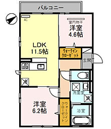 アヴニール 2LDKの間取図画像