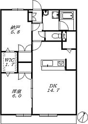 トゥールブランシュM&M1 2LDKの間取図画像