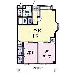 プラザエクシード 2LDKの間取図画像