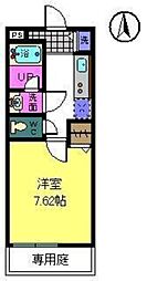 カーサヴェルディ 1Kの間取図画像