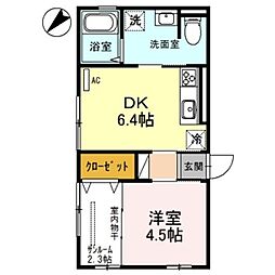 メゾンキンメイ 1DKの間取図画像