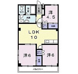 カーサボニータ 3DKの間取図画像