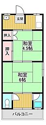 松井荘 2Kの間取図画像