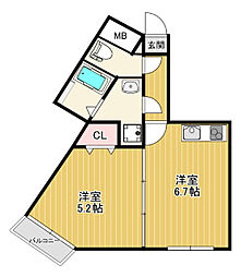 サンアーク北野田 1DKの間取図画像