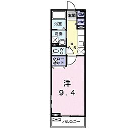 プルミエ 1Kの間取図画像