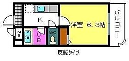 プリミエール白鷺 1Kの間取図画像