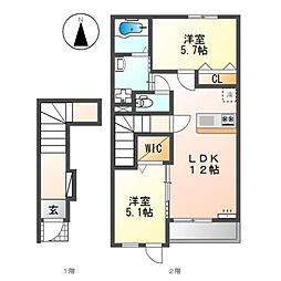 Grandeur Milano 2LDKの間取図画像