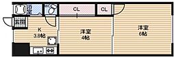 マンション北野田 2Kの間取図画像