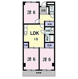 グリーンハイツ芝1 3LDKの間取図画像
