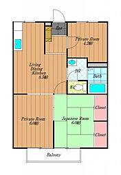 エステートピア楡 3LDKの間取図画像