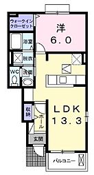 プリンセスコート 1LDKの間取図画像