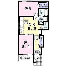 サンリットガーデン 2DKの間取図画像