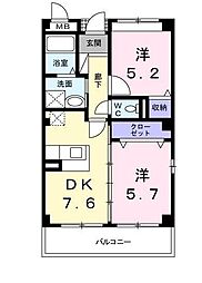 セルバ 2DKの間取図画像