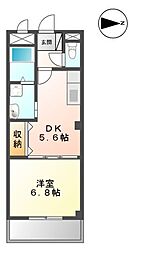 ガーデンヒルズ1 1DKの間取図画像