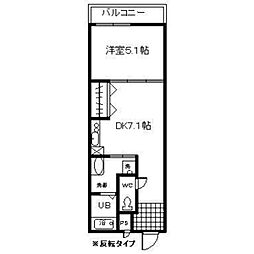 フジパレス堺初芝 1DKの間取図画像